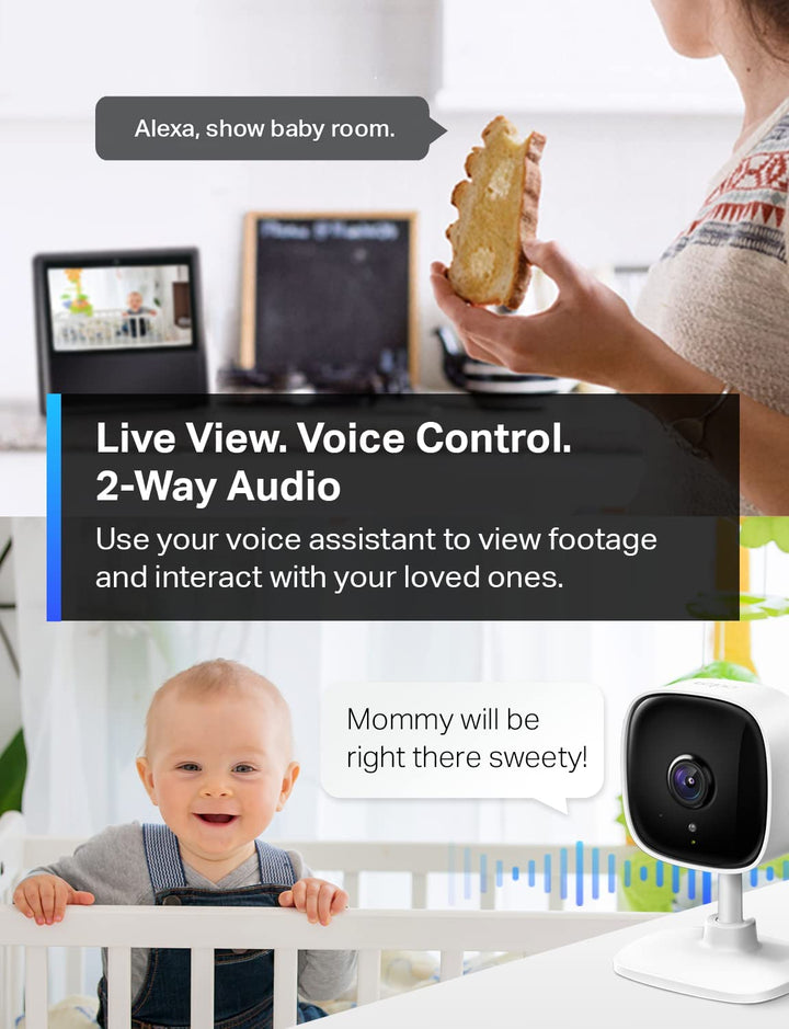 Tapo  1080P Indoor Security Camera for Baby Monitor, Dog Camera W/Motion Detection, 2-Way Audio Siren, Night Vision, Cloud & SD Card Storage, Works W/Alexa & Google Home C100