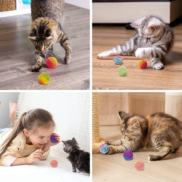 Cat Toys Balls, Woolen Yarn Cat Ball Toy with Bell Inside, Kitten Toys for Indoor Cats, Interactive Cat Chew Toys for Kitty Kitten, 6 Pack