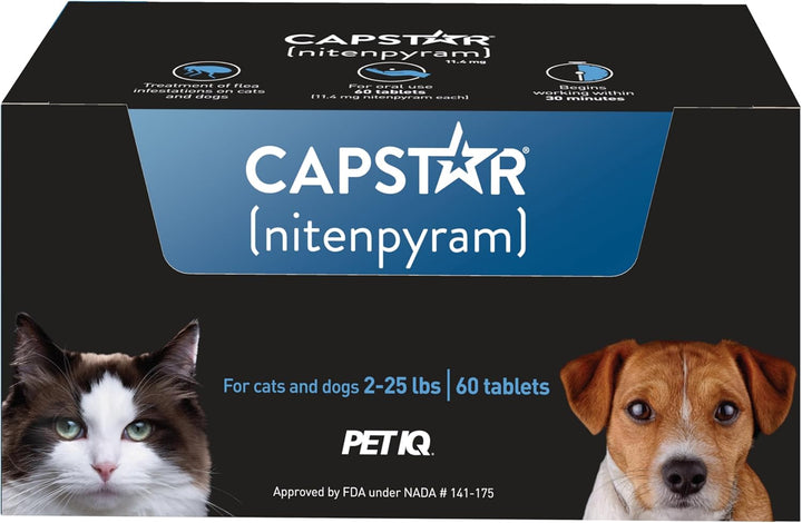 (Nitenpyram) for Dogs Fast-Acting Oral Flea Treatment for Dogs 2-25 Lbs, Vet-Recommended Medication Tablets Start Killing in 30 Minutes, 60 Doses