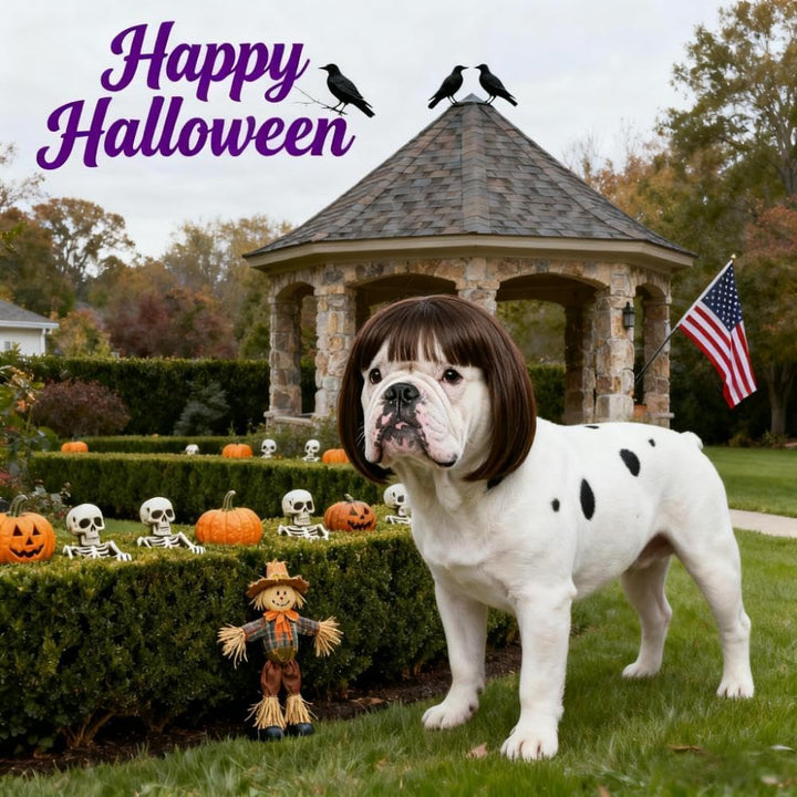 Funny Dog Wig for Small Medium Large Dogs with Adjustable Elastic Bands, Trimmable Pet Costume Cat Cosplay Decoration for Halloween, Christmas, Parties