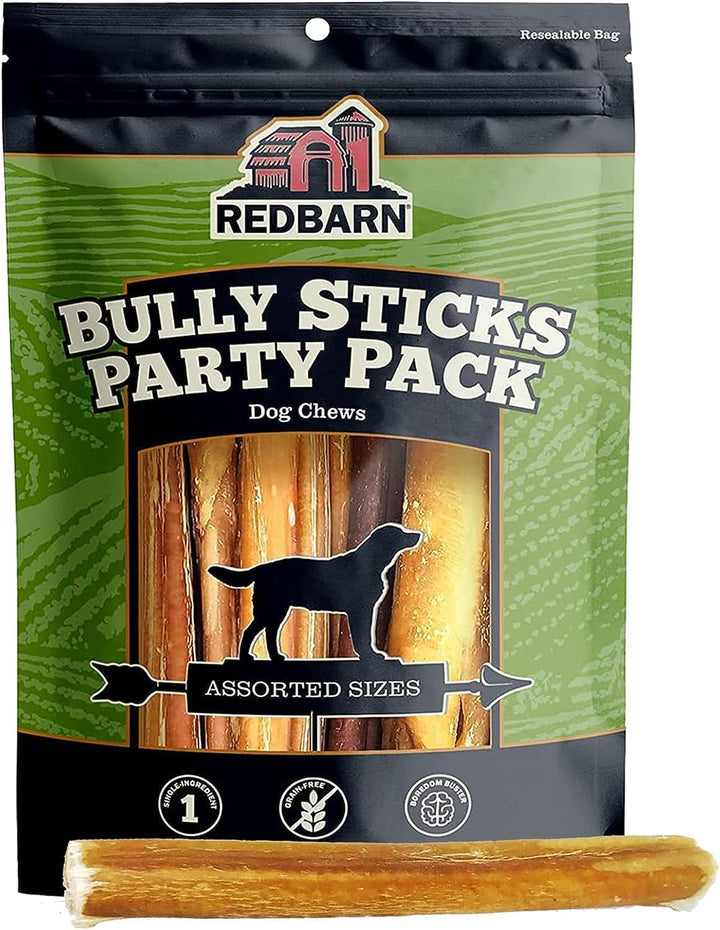 All Natural 5-8" Bully Sticks for Small & Large Dogs - Healthy Long Lasting Chews Variety Party Pack - 100% Beef Single Ingredient Low Odor Rawhide Free Dental Treats - 8 Oz Bag