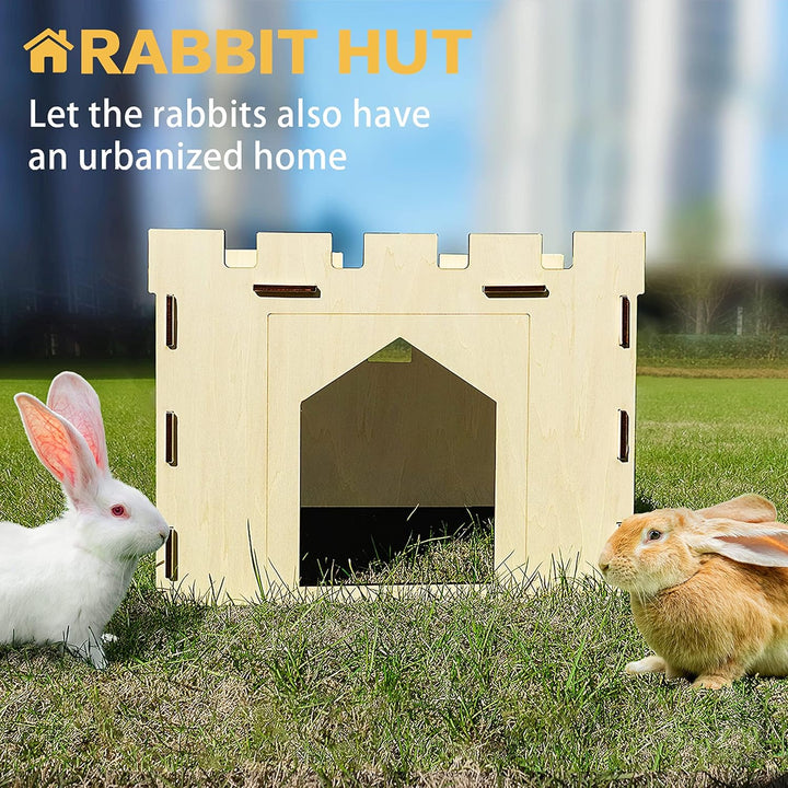 Large Sturdy Bunny House with Spacious Balcony Hidey Detachable Playhouse for Rabbit Hideout Castle Tower Toys for Indoor Bunnies Guinea Pig Hamster Chinchilla Gerbil