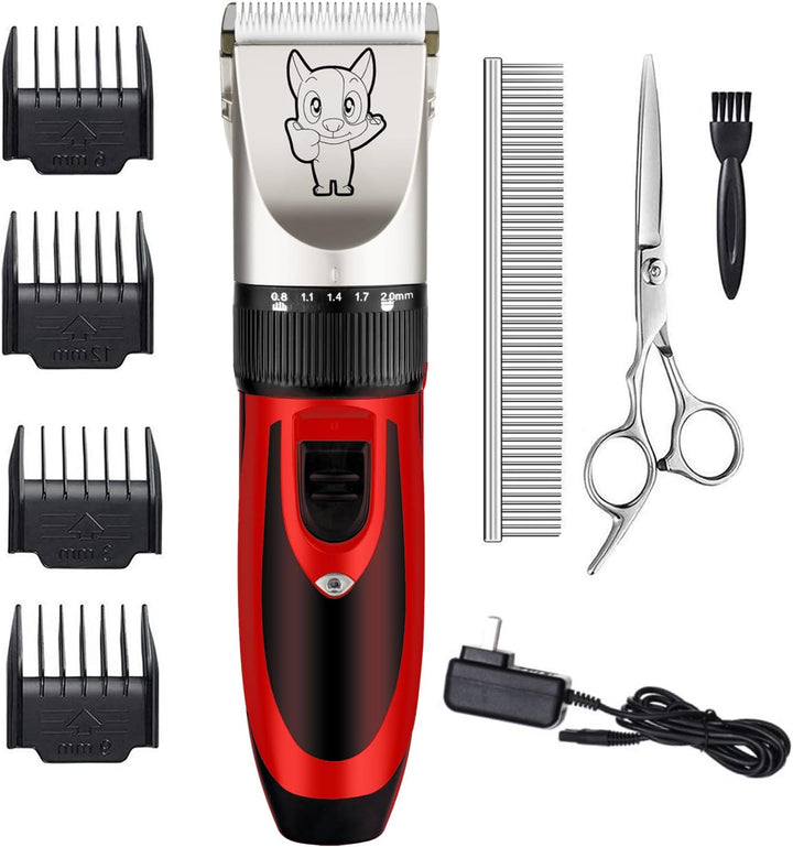 Dog Grooming Kit Clippers, Low Noise, Electric Quiet, Rechargeable, Cordless, Pet Hair Thick Coats Clippers Trimmers Set, Suitable for Dogs, Cats, and Other Pets (Gold)