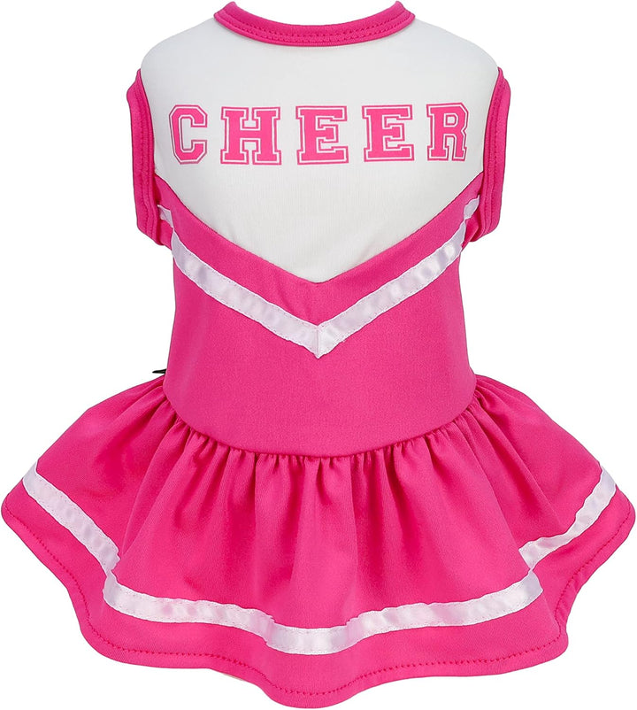 Cheerleader Dog Costume, Sporty Cheer Dog Dress for Small Dogs Girl, Pet Clothes Cat Outfits, Pink White, Medium