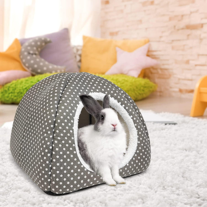 Rabbit Hideout Large Bunny Bed Washable Rabbit House and Hideout Fleece Guinea Pig Hiding Hut for Indoor Bunnies Small Animal Hideaway