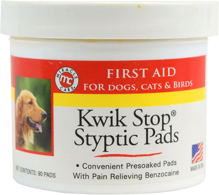 Kwik Stop Styptic Powder for Dogs, Cats and Birds, 0.5 Ounce, Fast Acting Blood Stop Powder with Pain Relieving Benzocaine
