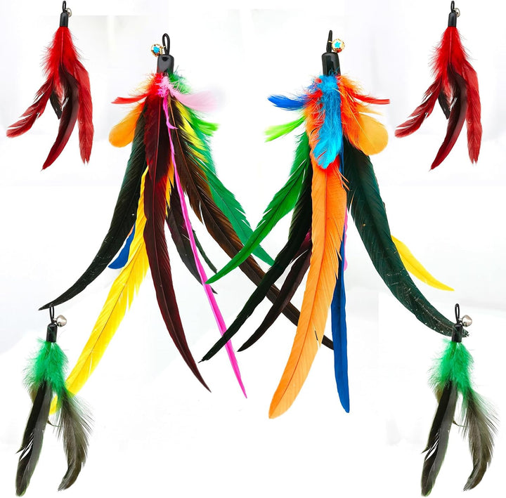 Cat Toys Interactive for Indoor Cats, 2PCS Ultra-Long Teaser(50"+38")+9Pcs Da Bird Feather Refills, Fishing Pole Toy,Retractable Cat Wand Toy and Feather Toys Refills Attachment Replacement