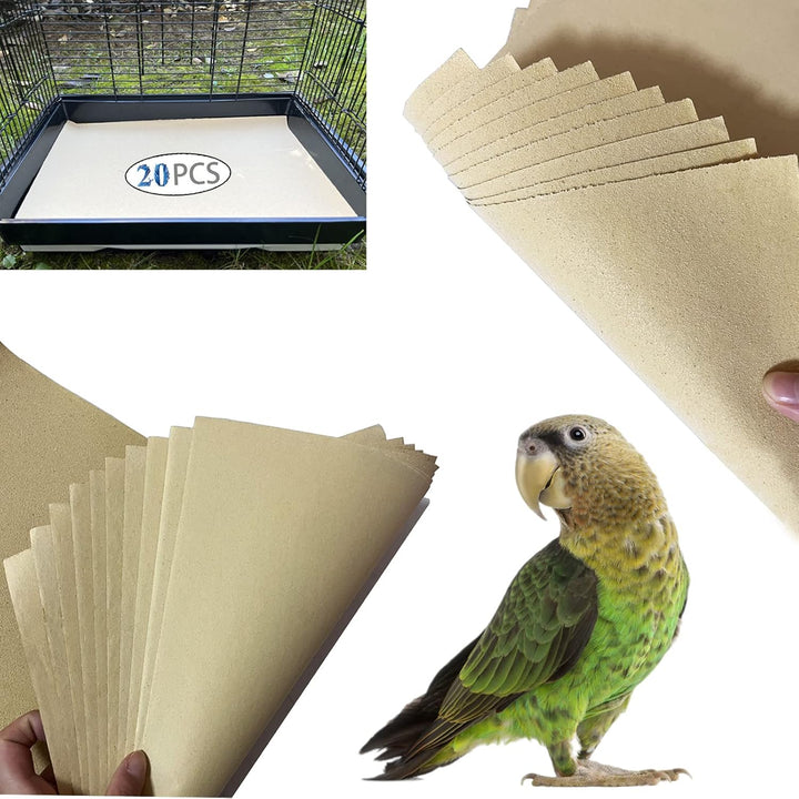 Gravel Paper for Bird Cage,Birdcage Liner Papers Cuttable Gravel Liner Sea Sand Paper Pet Animal Cages Cushion Great for Hard-Billed Birds Parrot | Clean Safe & Aids in Digestion (8 PCS - 17" X 11")