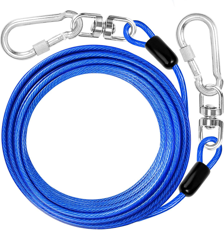 Dog Tie Out Cable: 10 Ft Dog Lead for Yard - Heavy Duty Chain Leash outside for Small Large Dogs up to 500 Lbs - Outdoor Dog Runner Tether