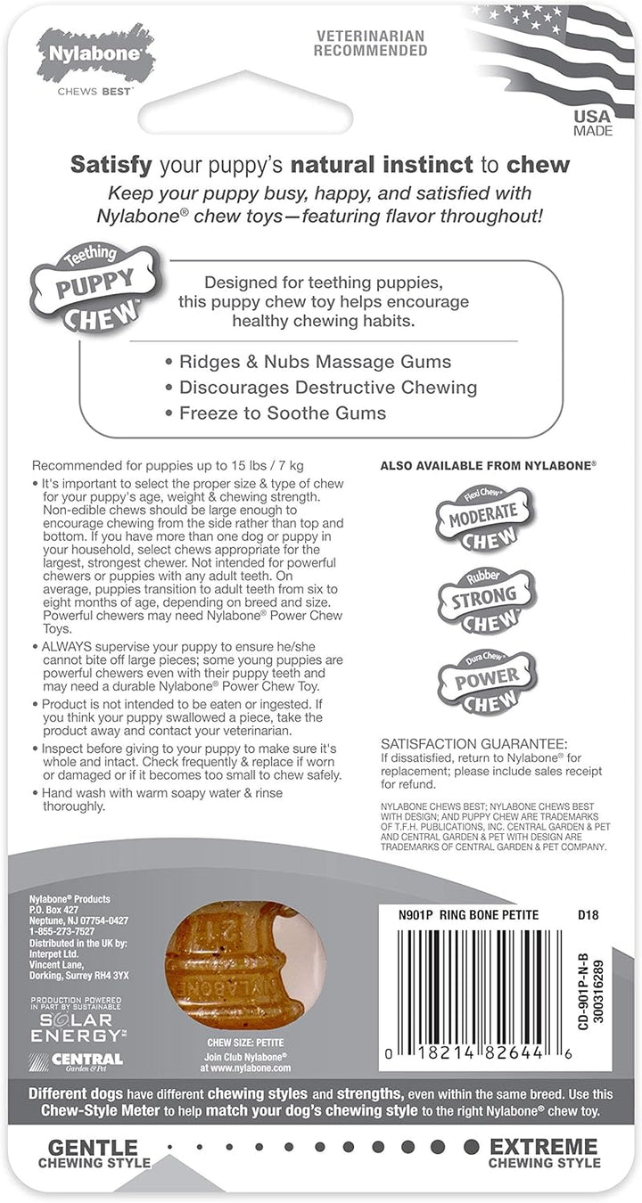 Ring Bone Chew Toy for Puppies, Puppy Teething Toys, Puppy Enrichment Toys, Chicken Flavor, X-Small Dogs - up to 15 Lbs, 1 Count