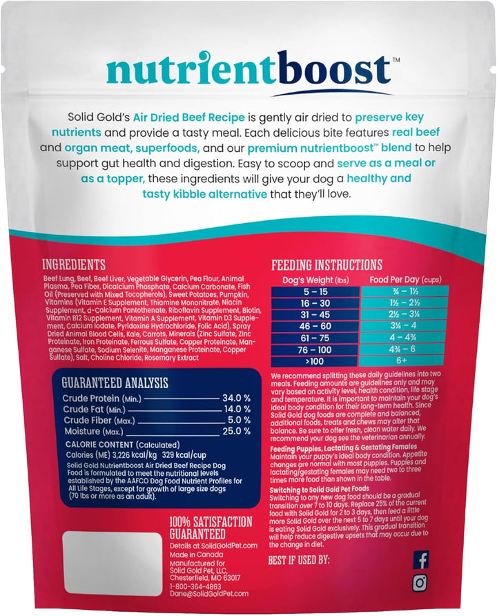 Air Dried Dog Food Toppers for Dry Food - Healthy Dog Treats W/Real Beef & Superfoods - Serve as a Complete Meal, Topper or Treats - Supports Muscle Growth, Immunity & Digestion - 4Oz