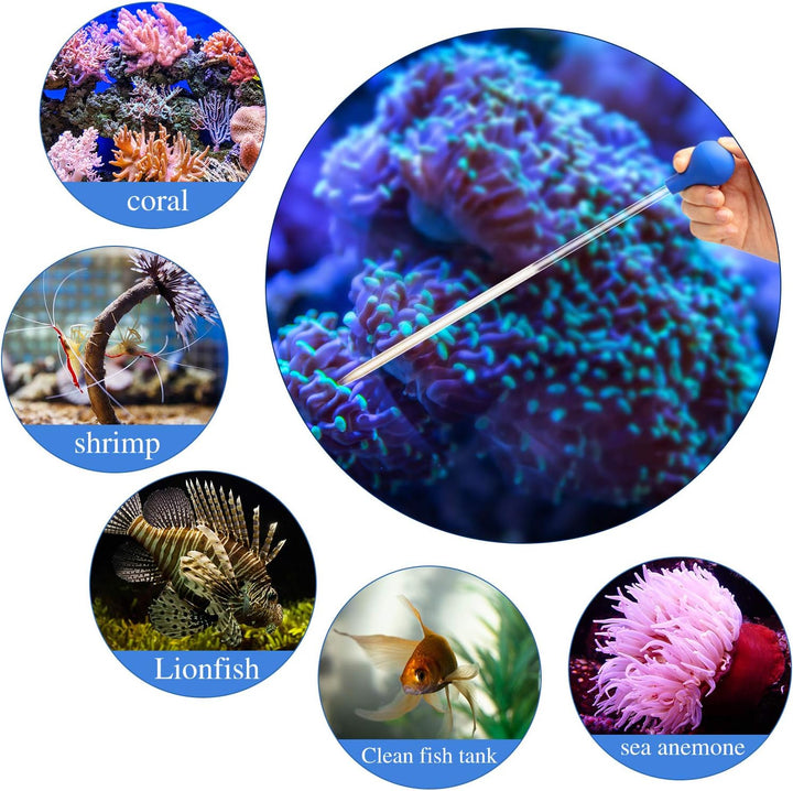 2 Sets Long Pipette for Fish Tank Coral Food Feeder Long Syringe Aquarium Coral Feeding Tube for Marine Fish Reef Aquatic Plant Spider Snake Lizard(Blue)