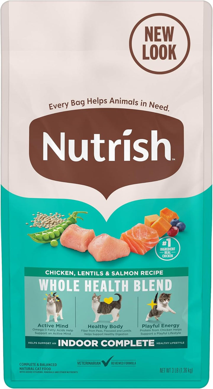 Indoor Complete Chicken, Lentils & Salmon Recipe Dry Cat Food, 6 Lb. Bag, Packaging May Vary (Rachael Ray)