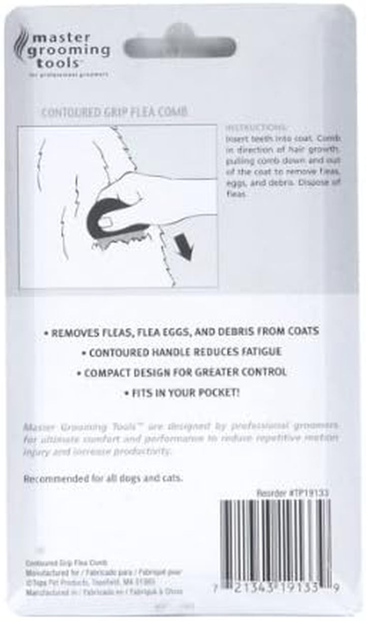 Contoured Grip Flea Combs — Ergonomic Combs for Removing Fleas, Black, 3-Inch