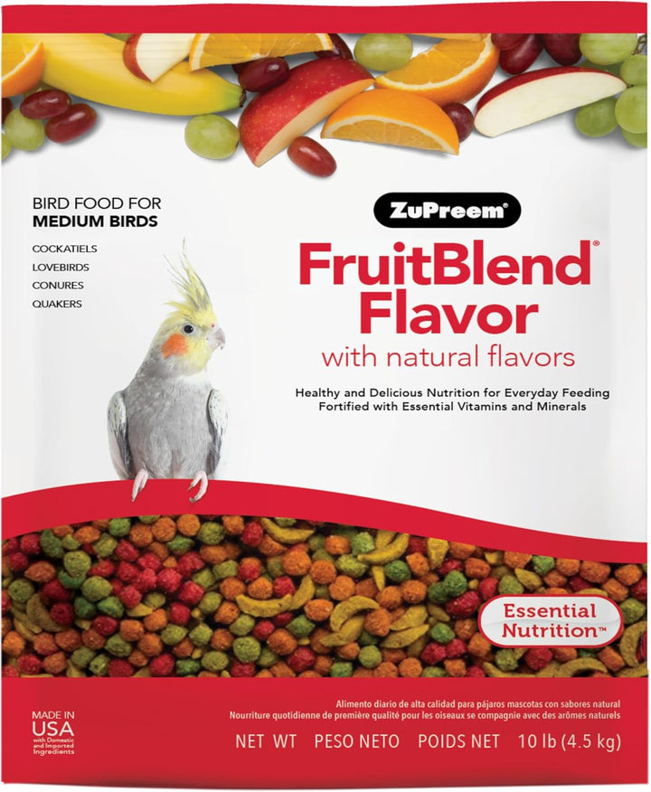 Fruitblend Bird Pellets, Daily Bird Food for Cockatiel, Lovebird, Quaker, Small Conure, Lorikeet, Core Nutrition for Medium Birds, Cockatiel Pellets, Conure Food (M, 2 Lbs)