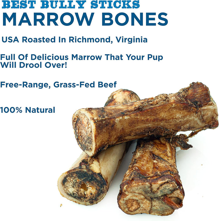 Marrow Bones - 3 Count (Pack of 1) - USA Packed, Healthy Snack, Grass-Fed Beef, Long-Lasting, Great for Large Breeds
