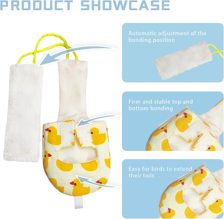 4 Pcs Bird Diaper Parrot Nappy Reusable Flight Suit with Waterproof Inner for Parakeet Cockatiel Mini Macaw Budgie Canary Cute Style (M)