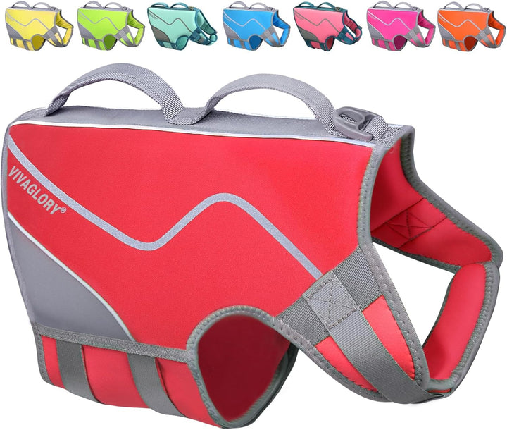 Neoprene Dog Life Vest, Dog Life Jacket for Swimming & Boating, Lightweight & Buoyancy for Puppy Doggy, Swimming Vest with Handle, XS, Raspberry Pink