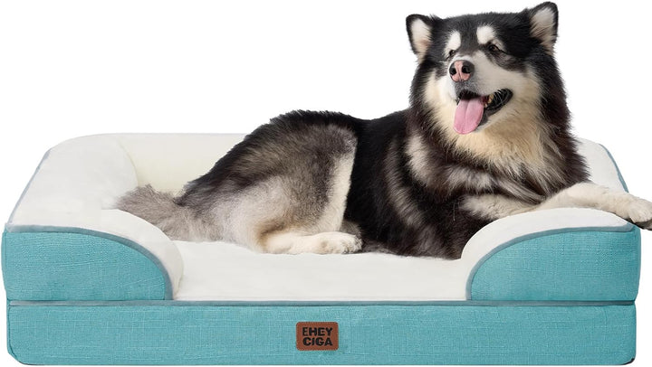 Orthopedic Dog Beds for Extra Large Dogs 44X32Inch, Waterproof Memory Foam XL Pet Bed with Sides, Non-Slip and Egg-Crate Foam Big Dog Couch Bed with Washable Removable Cover, Grey