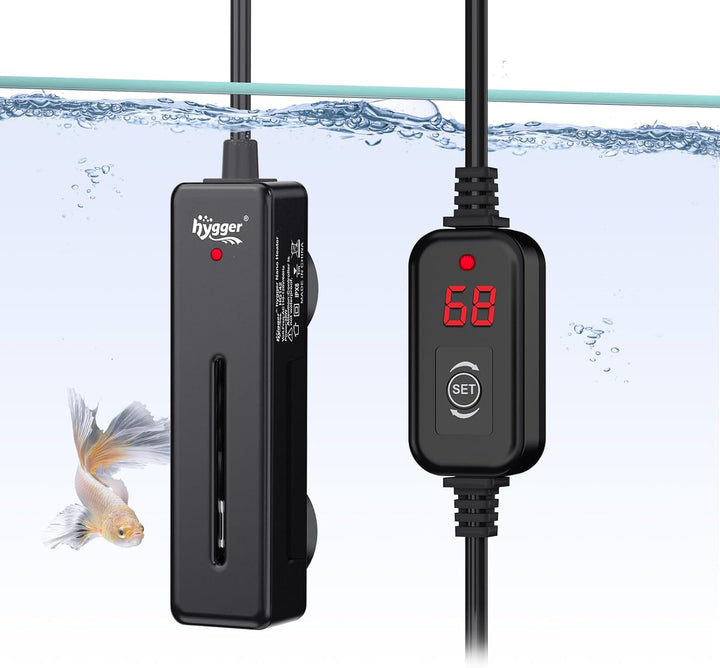 Mini Fish Tank Submersible Heater 50W for 5-10 Gallons Small Betta Aquarium Heater with Digital Display Controller Adjustable Temperature
