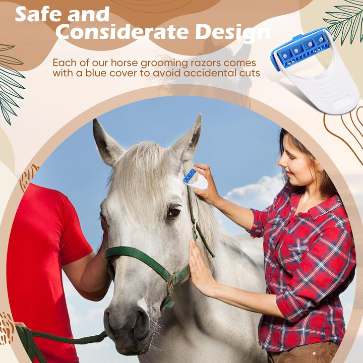 6 Pcs Horse Clippers Grooming Razor Disposable Grooming Razor Fit for Horse and Pet, White