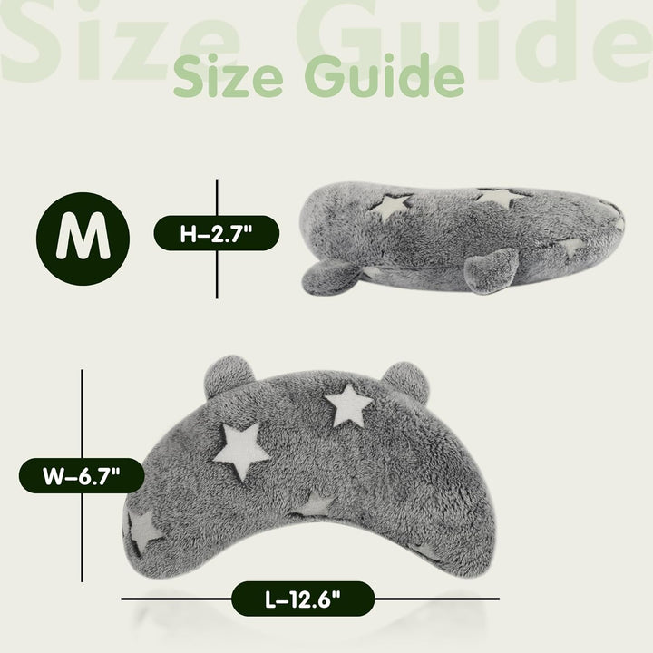 Dog Calming Pillow Glow in the Dark, Soft U-Shaped Pet Pillows for Dogs & Cats, Machine Washable, Dog Neck Pillow, Joint Relief, Better Sleep (Medium, Gray)
