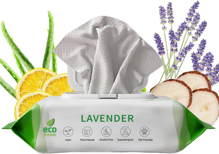 400 Dog Wipes for Paws and Butt Ears Eyes | Organic Pet Wipes for Dogs | Lavender Scented Dog Wipes Cleaning Deodorizing | Extra Thick Paw Wipes for Dogs Cats Pets | Bonus Glove Wipes Included