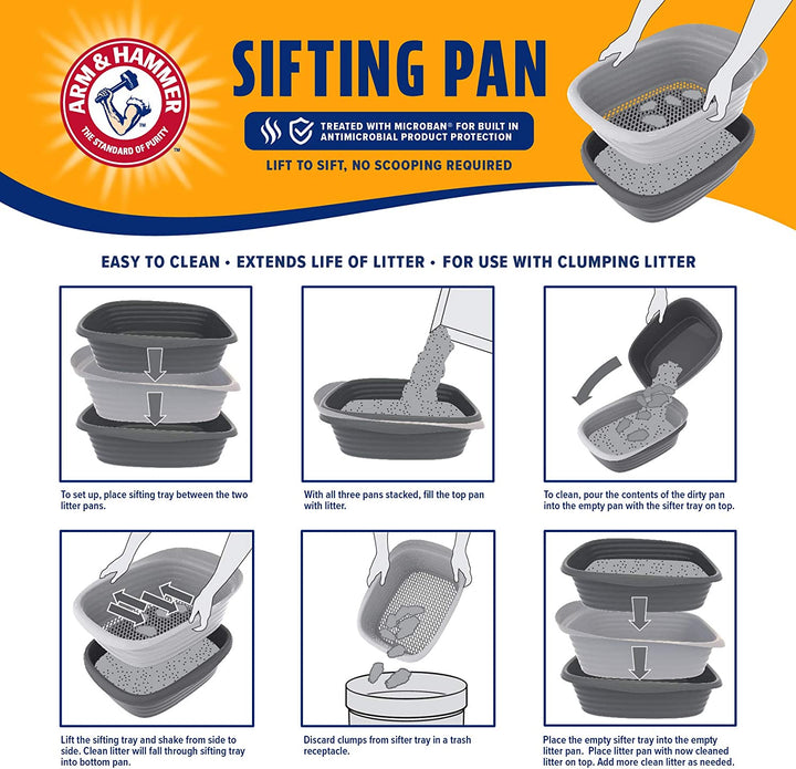 Large Sifting Litter Box Scoop Free Cat Litter Tray with Microban, Made in USA