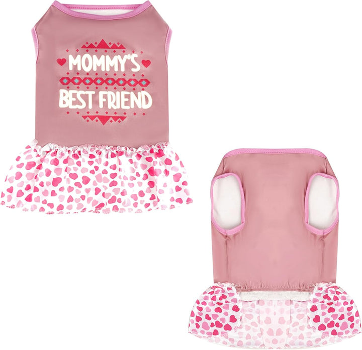 4 Pack Dog Dresses Adorable Girl Puppy Printed Dresses Pet Doggy Clothes for Small Dogs Girl Holiday Apparel Dresses(S)