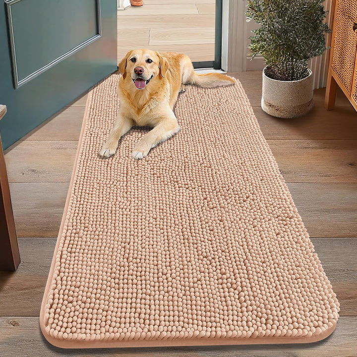 Dog Door Mat for Muddy Paws 30X20, Absorbs Moisture and Dirt Doormat, Non-Slip Washable Quick Dry Chenille Front Door Mat Indoor Entrance, Entryway Carpet for inside Floor, Grey