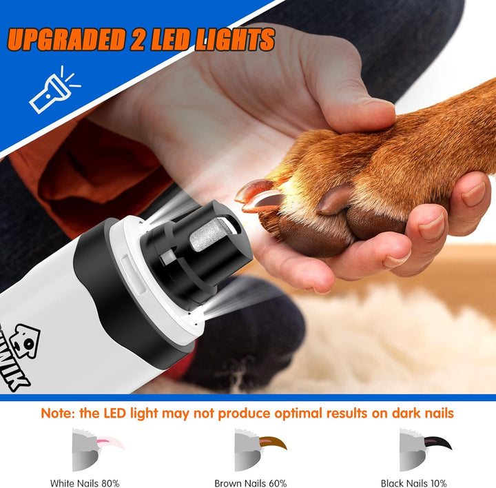 Dog Nail Trimmers with Light, Cat Dog Nail Clippers, Dog Nail Grinder Quiet for Large Medium Small Dogs Paw & Cats Claw, Electric 2-Speed Pet Toenail Grooming Supplies, Gifts for Dog Lovers.