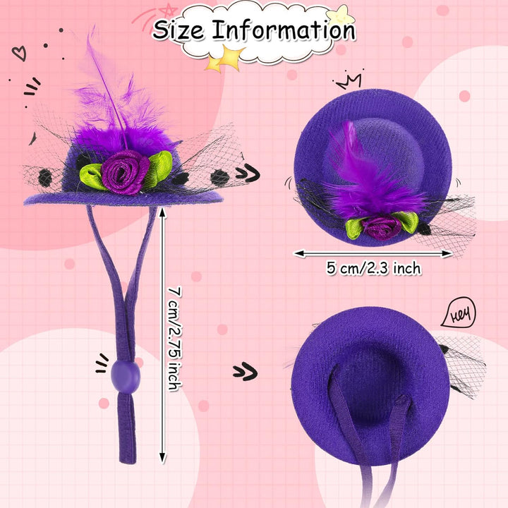 6 Pieces Chicken Hats for Hen Mini Chicken Helmet Accessories Feather Top Funny Small Hat Funny with Adjustable Elastic Chin Strap for Animal Costume (Fresh Color, Classic Style)