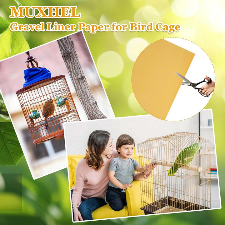 50 Pcs Gravel Liner Paper for Bird Cage, 11" X 17" Bird Cage Liner, Easy Clean Pet Grinding Sandpaper for Bird Cage