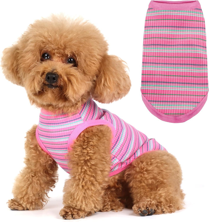 Elevate Your Pet'S Comfort and Fashion: Premium 100% Cotton Rib Dog Shirt Vest for Small Breeds like Chihuahuas, Yorkies, and Puppies .Year-Round Style with Tank-Style Puppy Attire Pink X-Small