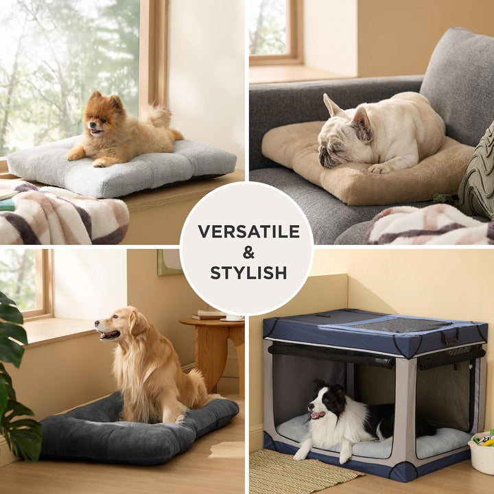 Washable XL Dog Bed for Crate for Extra Large Dogs, Comfort Fluffy Plush Pet Pillow Bed Kennel Pad with Non-Slip Bottom, Machine Washable Pet Sleeping Mat, 41"X27", Gray