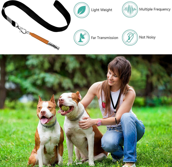 2 Pack Dog Whistle, Dog Whistle to Stop Barking Neighbors Dog, Adjustable Ultrasonic Silent Dog Whistle, Professional Recall Dog Training Whistles, with Lanyard (Blue&Orange)