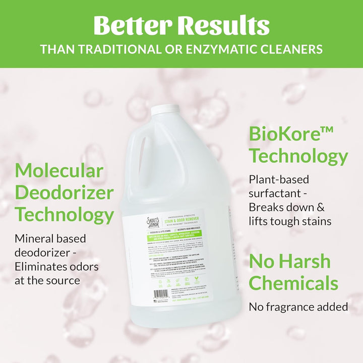 Pet Stain and Odor Remover - Powerful Cleaner for Dog Urine, Sweat, and Other Messes, Destroys and Removes Odor and Stain Molecules, Eco-Friendly Formula for Carpets and Home, 128Oz