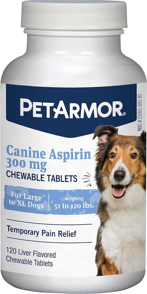 Aspirin for Large Dogs, Fast Acting Anti-Inflammatory and Pain Relief for Dogs, Vet-Quality Joint Support and Pain Meds for Dogs, 120 Liver Flavored Tablets