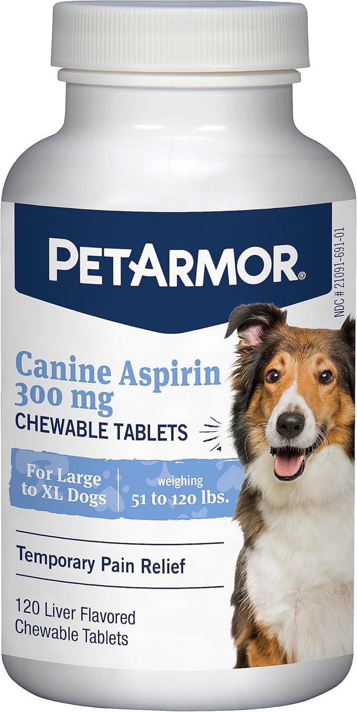 Aspirin for Large Dogs, Fast Acting Anti-Inflammatory and Pain Relief for Dogs, Vet-Quality Joint Support and Pain Meds for Dogs, 120 Liver Flavored Tablets