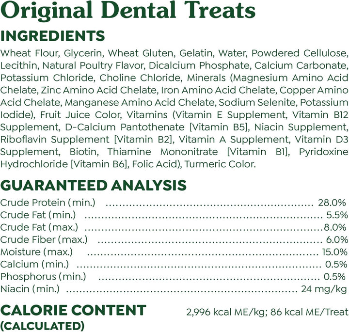 Original Regular Dental Dog Treats, 36 Oz. Pack (36 Treats)