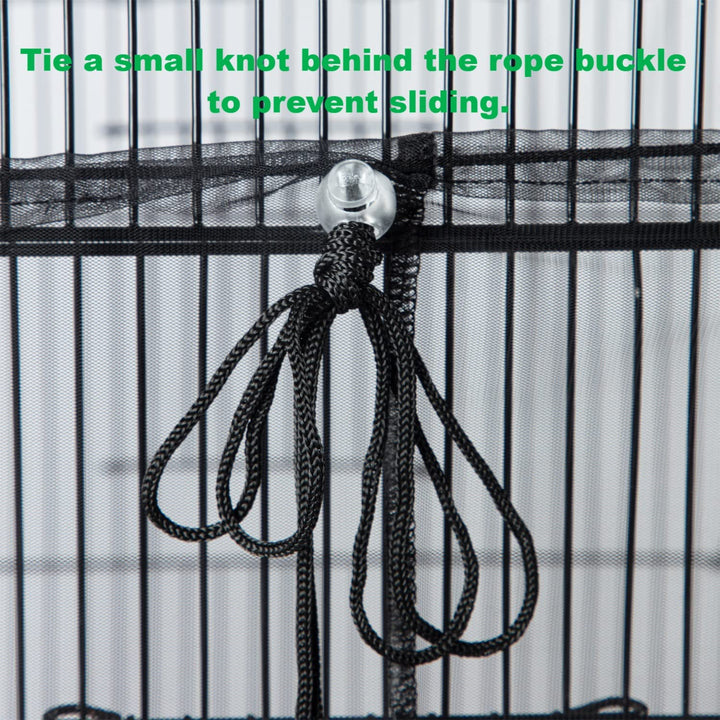 Bird Cage Netting Seed Catcher Adjustable Bird Cage Skirt Seed Catcher Large Soft Breathable Mesh Bird Seed Catchers for Indoor round Square Cage (Circumference 80 Inch to 118 Inch)