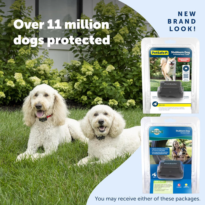 Stubborn Dog In-Ground Fence Reciever Collar - Waterproof & Battery-Operated Adjustable Invisible Boundary Training Collar - for Dogs Older than 6 Months Weighing 8Lb+