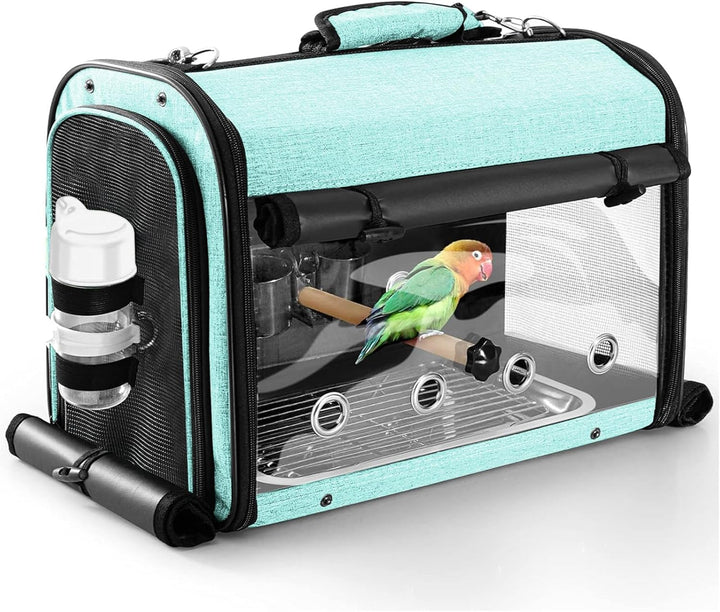 Bird Carrier Bag with Stand, Lightweight Backpack for Parrot, Portable Travel Cage, Pet Transparent Breathable Carrier