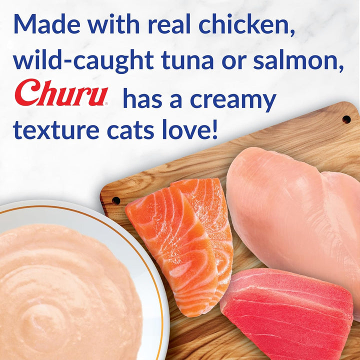 Churu for Senior 10+, Creamy Lickable Cat Treats with Taurine, Vitamin E & C, 0.5 Ounces Each, 60 Tubes, Tuna & Chicken Variety