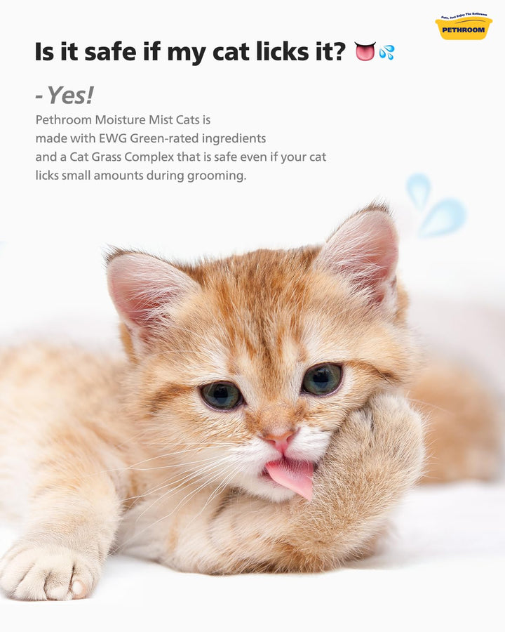 ] Unscented Cat Moisture Mist – Natural Leave-In Conditioner Spray for Cats – 95% Plant Extracts– Hydrating, Detangling, Static & Dander Control, 100% EWG Green