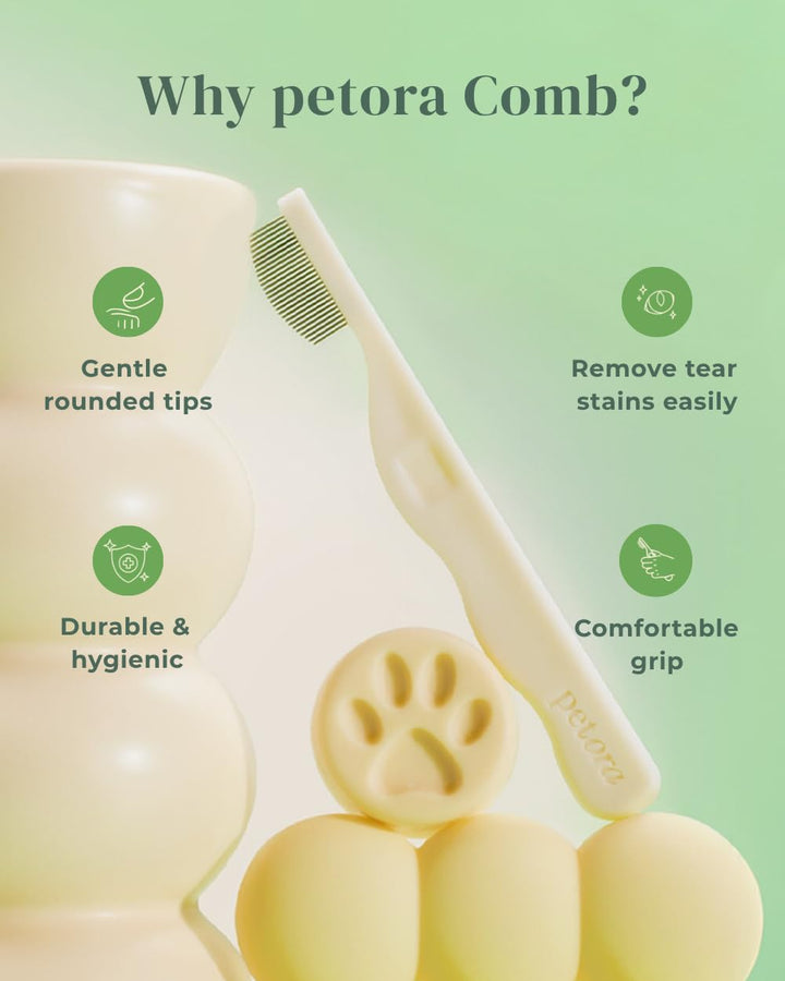 [] BRUSH on ME Gentle Facial & Eye Comb for Dogs & Cats | Smooth & Stress-Free Tear Stain Remover | Fine-Tooth Grooming Tool with Rounded Tips | Comfortable Grip for Daily Pet Grooming