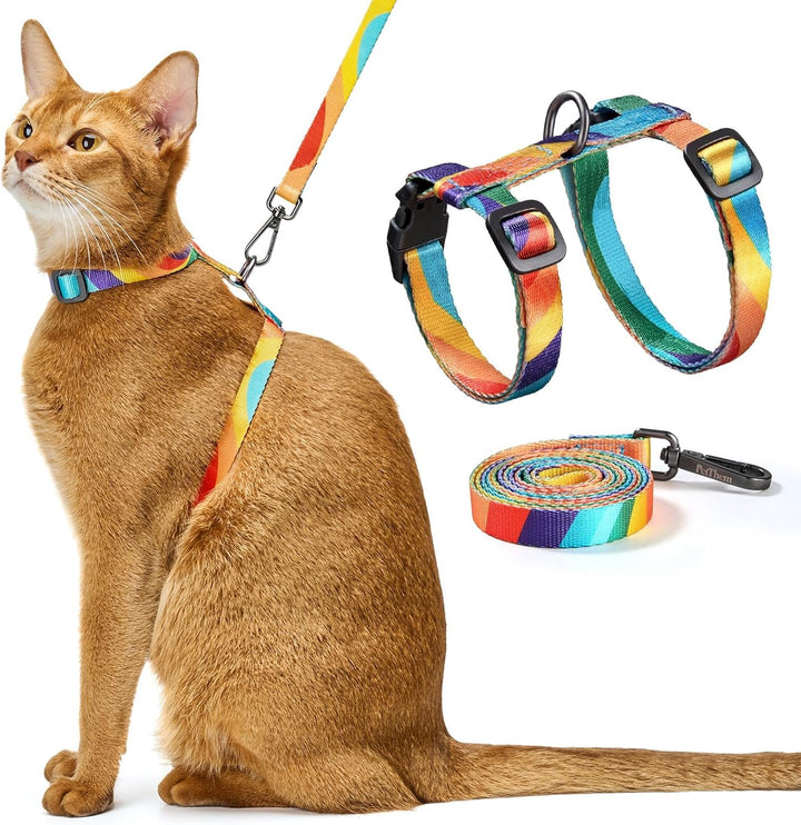 Cat Harness and Leash Set - Escape Proof Adjustable Cat Harness, Comfortable Soft Lightweight, Use Safe & Easy, Walking Travel Kitten Harness for Small Medium Large Cats (Hawaii Green)