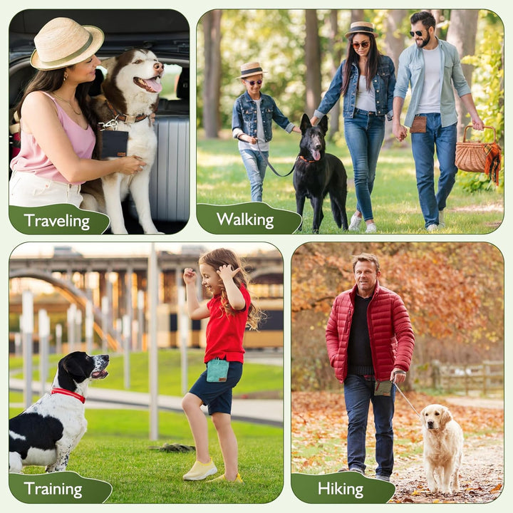 Dog Treat Pouch,Portable Puppy Dog Training Treat Bag,Hand Free Dog Walking Bag,Auto Closing Pet Feed Snack Reward Pocket,Dog Food Dispenser for Pet Puppy Travel or Outdoor Use