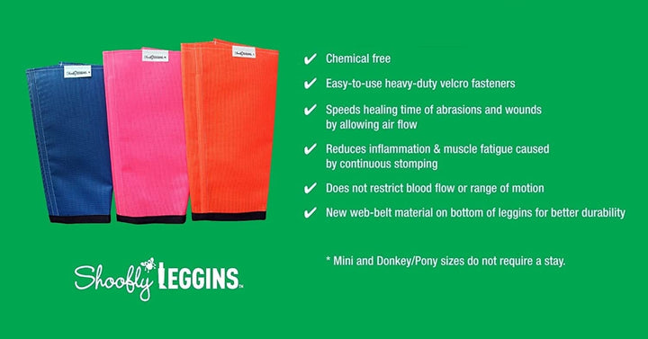 Horse Leggins, Patented Loose Fitting Fly Boots, Breathable Plastic Mesh (Blue/Medium)