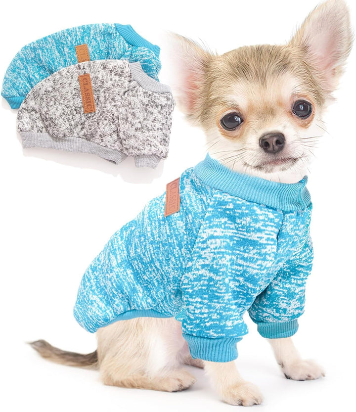 2 Pieces Dog Sweaters for Small Dogs Fall Winter Dog Clothes Female Fleece Puppy Sweater Warm Thick Outfit Pet Small Dog Sweater for Boy Girl Dogs,Xxs